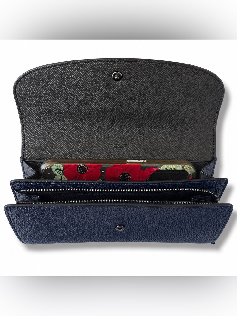 Coach Ace Bear Slim Envelope Wallet Metallic Navy NWOT Rare Novelty - Picture 11 of 16
